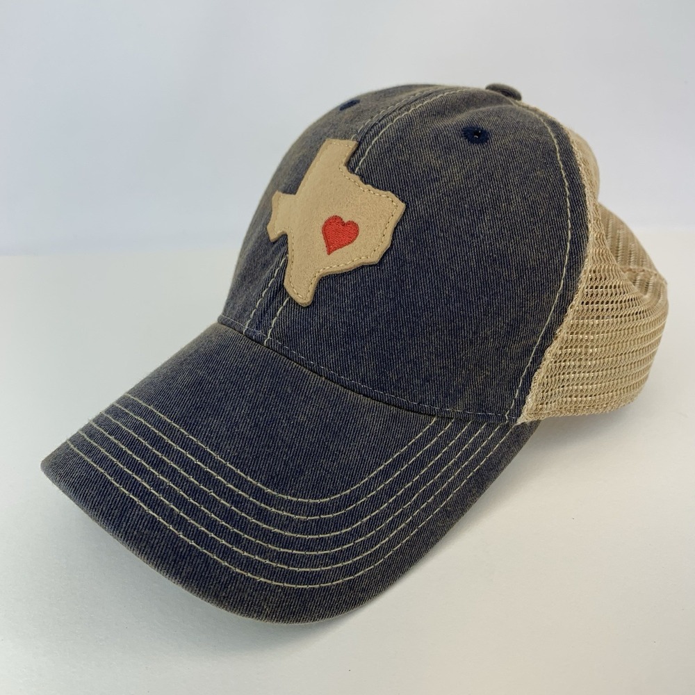 Love Texas Heart Patch Hat Mesh Denim Adjustable Snapback Legacy Baseball Cap